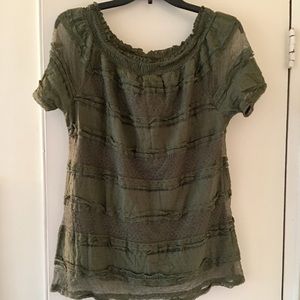 Green ruffle shirt